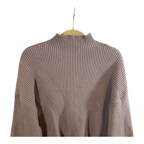 Zara Boxy Fit Ribbed Mock Neck Drop Shoulder Sweater in Mauve Women's Small - Picture 5 of 6